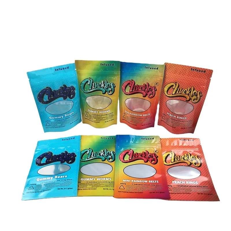 
Custom Printed Aluminum Foil CBD Gummy Bear Packaging Child Proof Zip lock Smell Proof Mylar Bag for Weed 