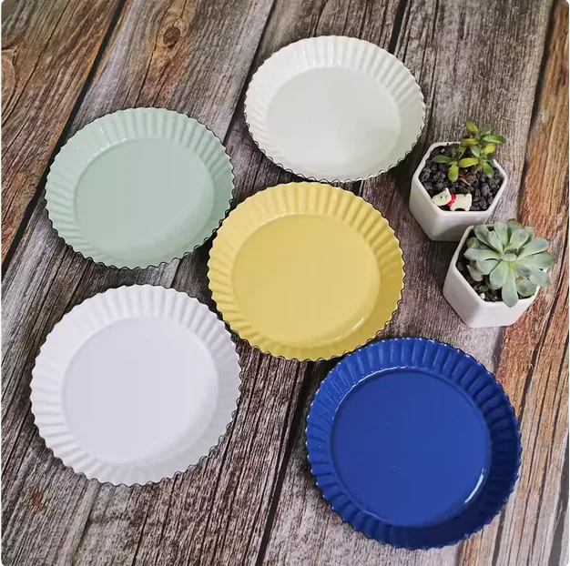 Dia 12 cm Enamel Steel Plate Ice Cream Cold Plate Serving Dish customized available enamel cake plate