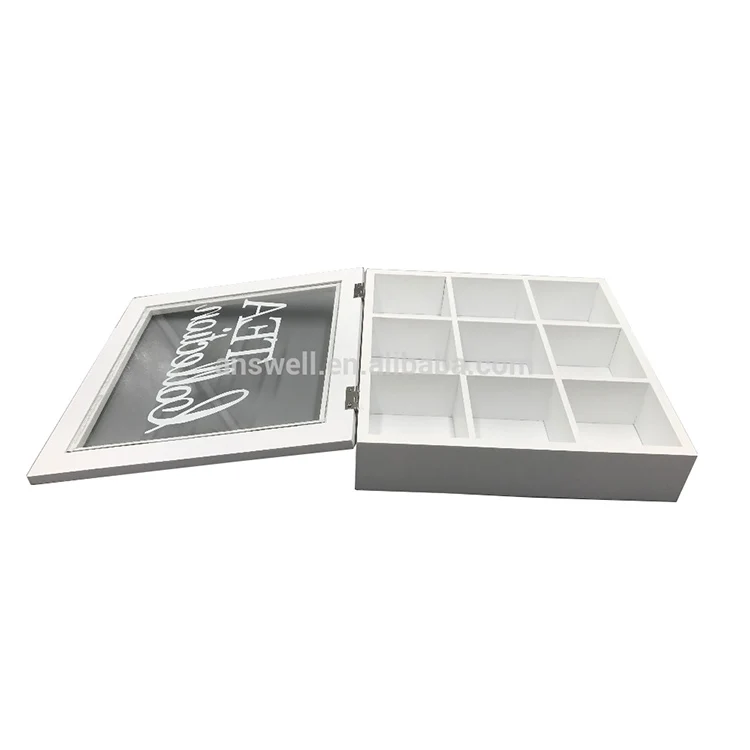 Wooden Nine-Pack Tea Packaging Box With Transparent Lid