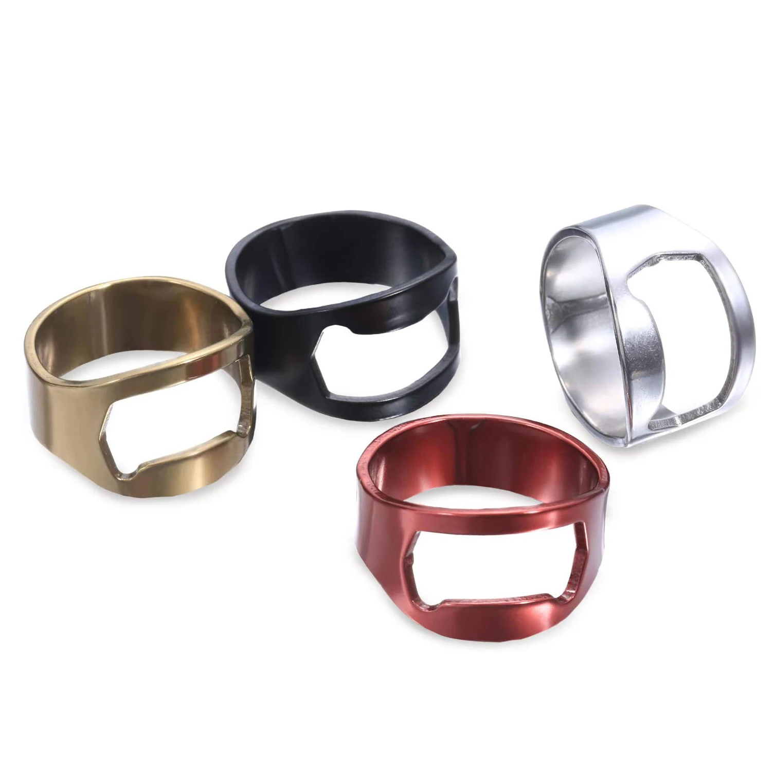 50 Pieces Portable Colorful Stainless Steel Finger Thumb Ring Beer Bottle Opener