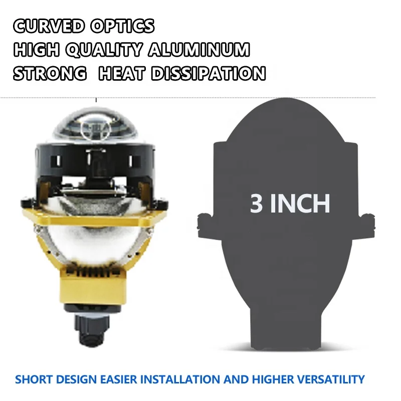IDISON T3JW 12V Definition Glass Convex Opticx Headlight Lossless Installation Front light Bi-LED Laser Projector Lens for Car