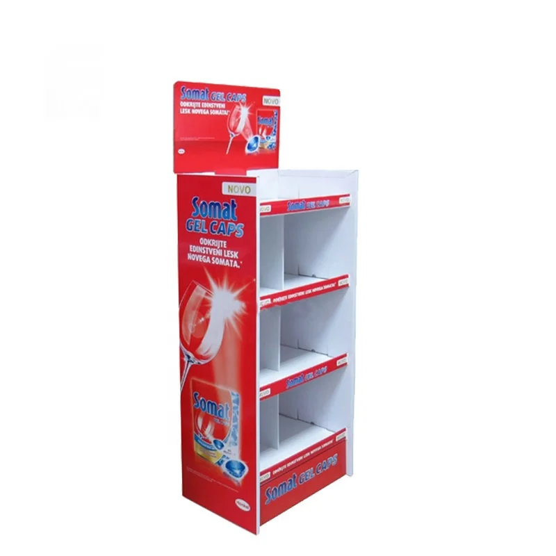 Recyclable Carton Paper Floor Stand Custom Printing Retail Cardboard Floor Display Stand