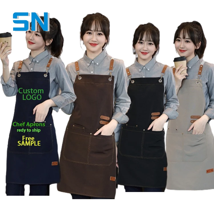Unisex Canvas Crossback Chef Aprons for Kitchen Work Cooking Gardening Barbecue Hotels and Restaurants Summer Work Uniform