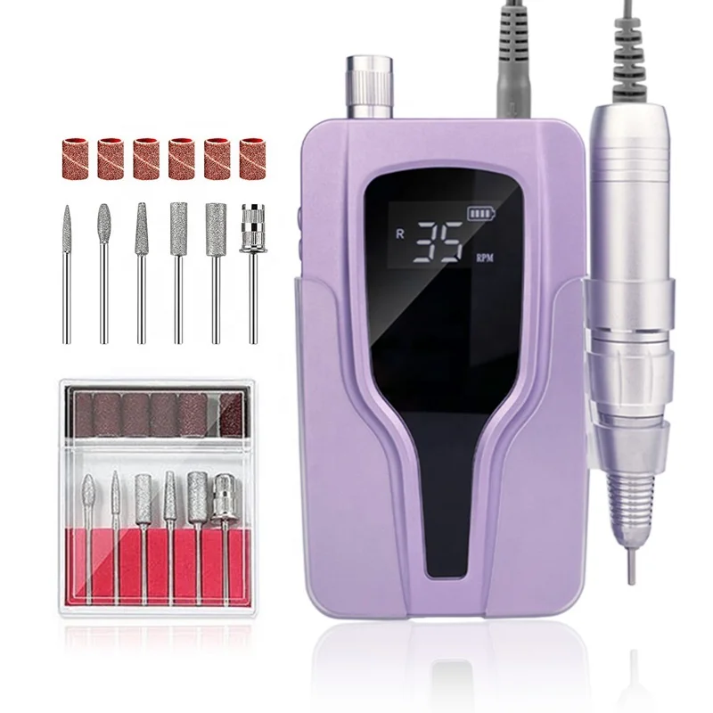 Iksbeauty Rechargeable Portable 35000rpm Display Professional Nail Drills Cordless Nail File Nail Polisher Machine