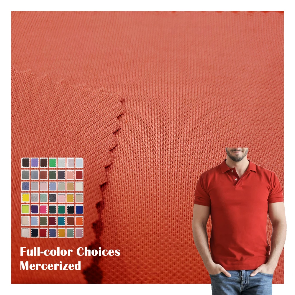 Хлопок, полиэстер, спандекс, мерсеризованная хлопчатобумажная ткань пике 200 г/м2 для рубашки поло