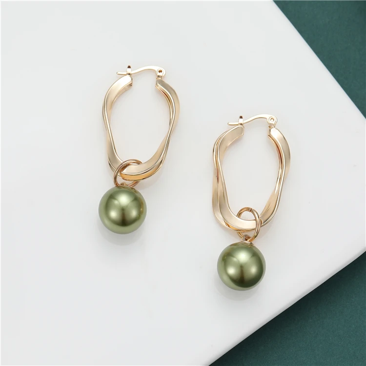 Fashion Hawaiian jewelry wholesale pearl thick hoop earrings necklace set