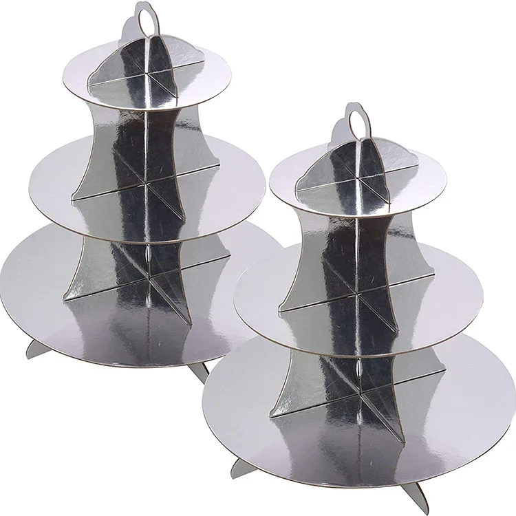 PARTYCOOL Birthday Party Supplies 3-Tier Cardboard Paper Cupcake Tower Display Rack Cup Cake Stand