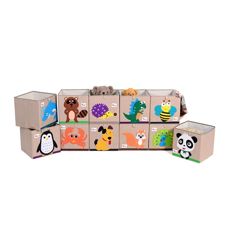 Sewing Fabric Cute Animal Embroidery Pattern Toy Storage Box Safety Material Toy Organizer