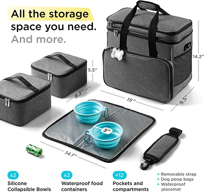 Pet Supplies Hot Sale Foldable Pet Weekend Outdoors Organizer Dog Travel Kit Tote Bag