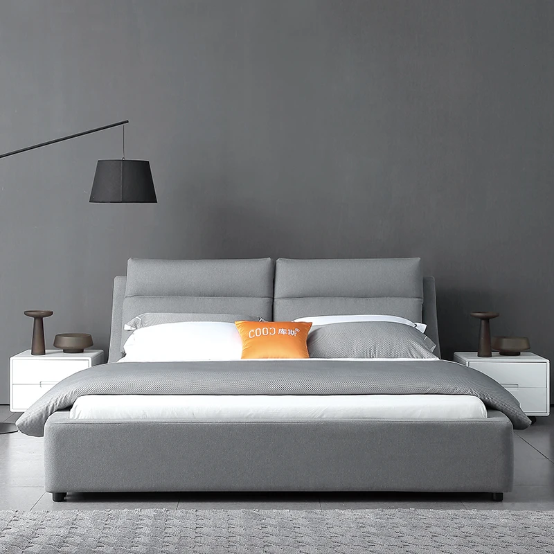 Modern Bedroom Furniture Grey High Quality Fabric Soft Bed 3115B