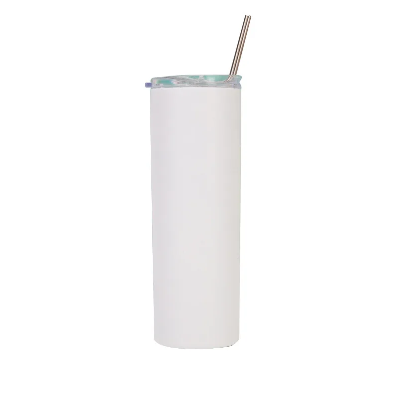 Wholesale DIY 20 oz 600ml Straight Blank Vacuum Flasks Sublimation Tumbler With Stainless Steel Straw