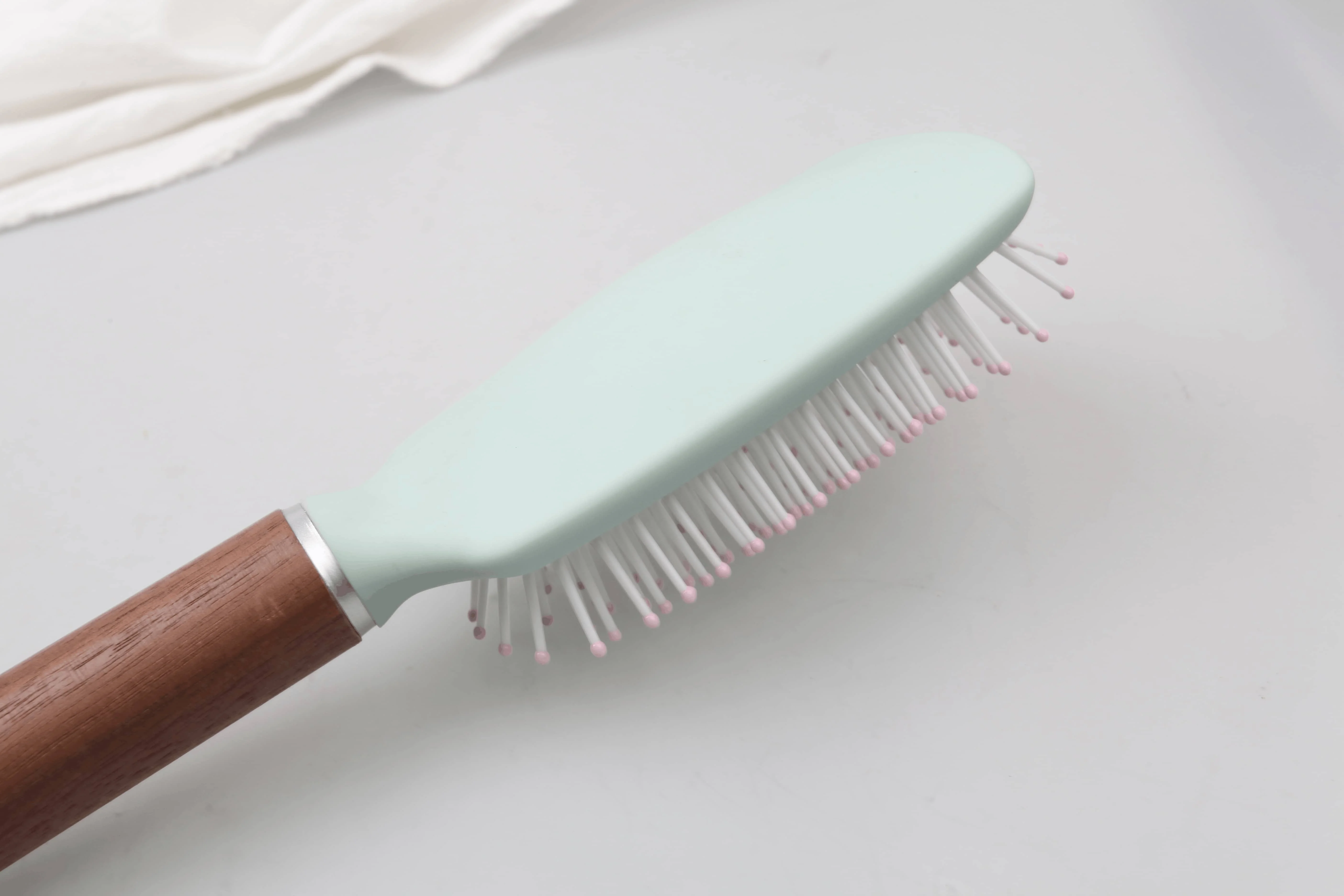 eco friendly imassager detangle comb hair brush personal Wooden Handle Round Roll antistatic detangle paddle hairbrush