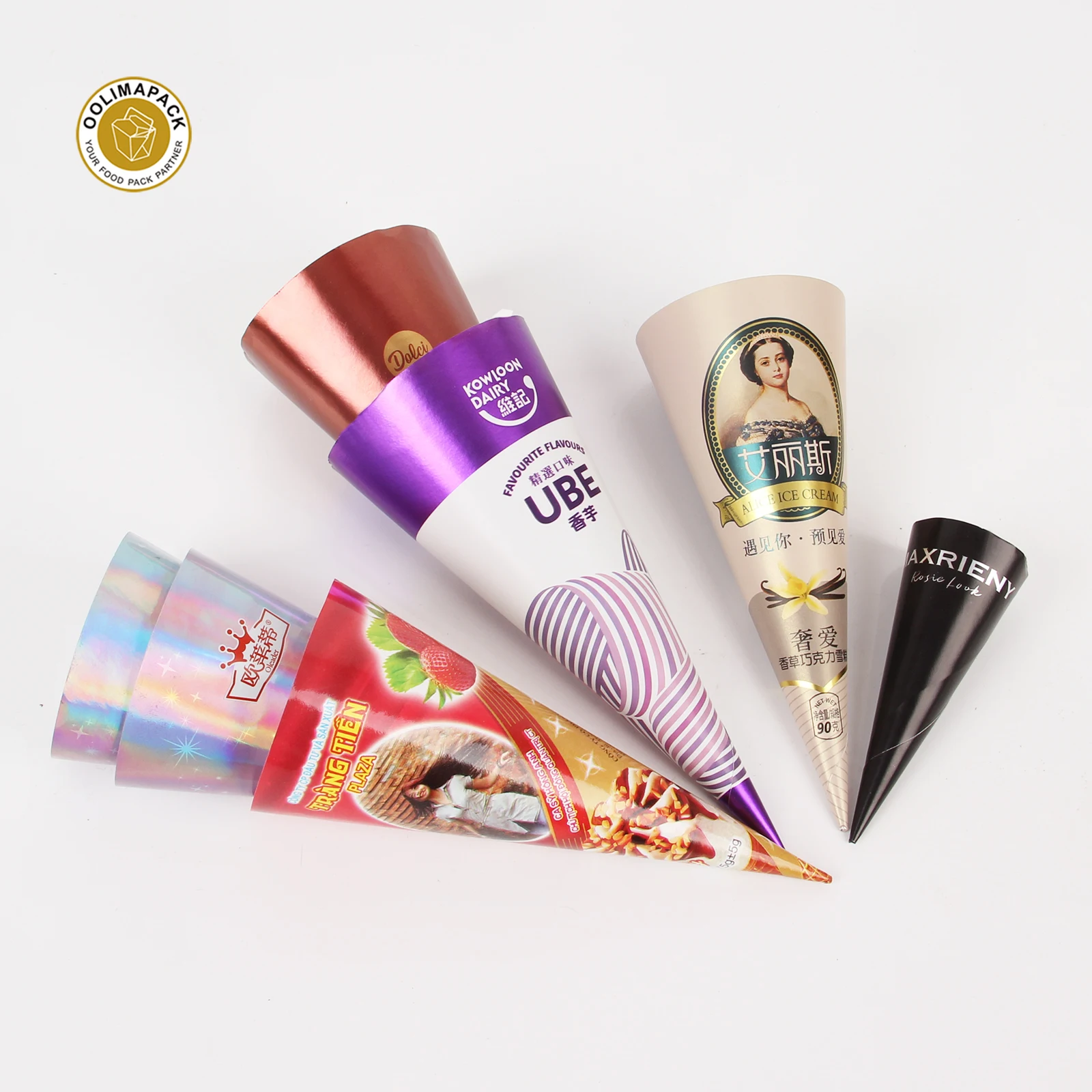 Free Sample Custom Recycled Ice Cream Paper Cone Sleeve