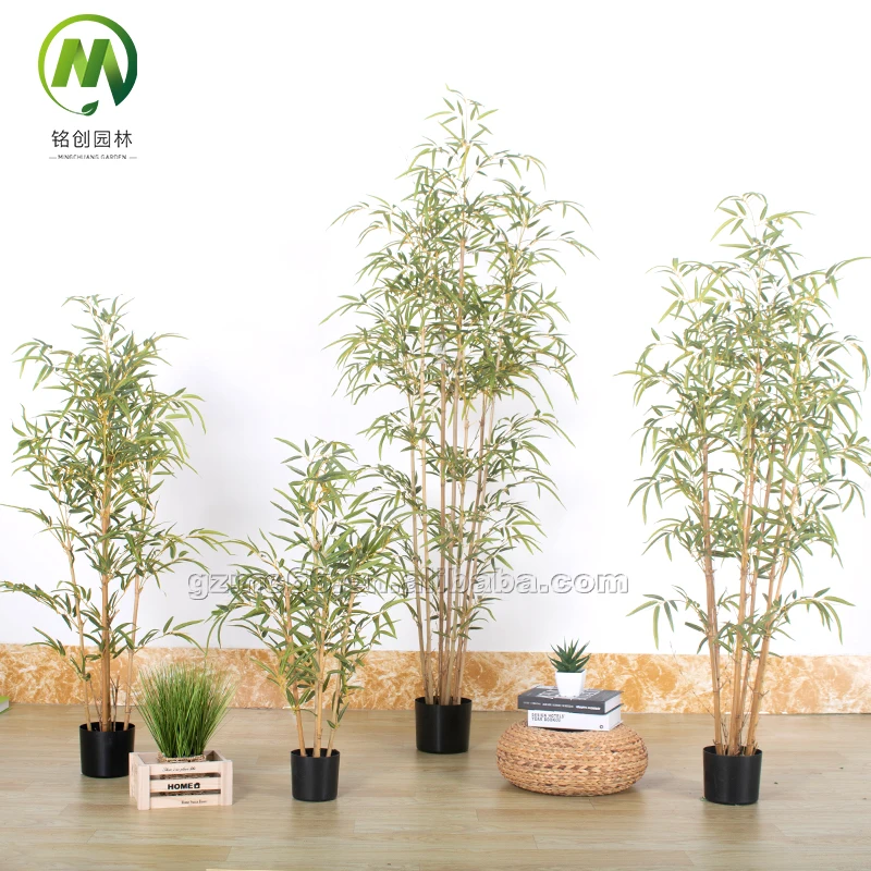 Artificial Bamboo Tree Bonsai Silk Fence High Quality indoor Outdoor Bamboos Leave Plant Potted Tree Fake Artificial Bamboo Tree