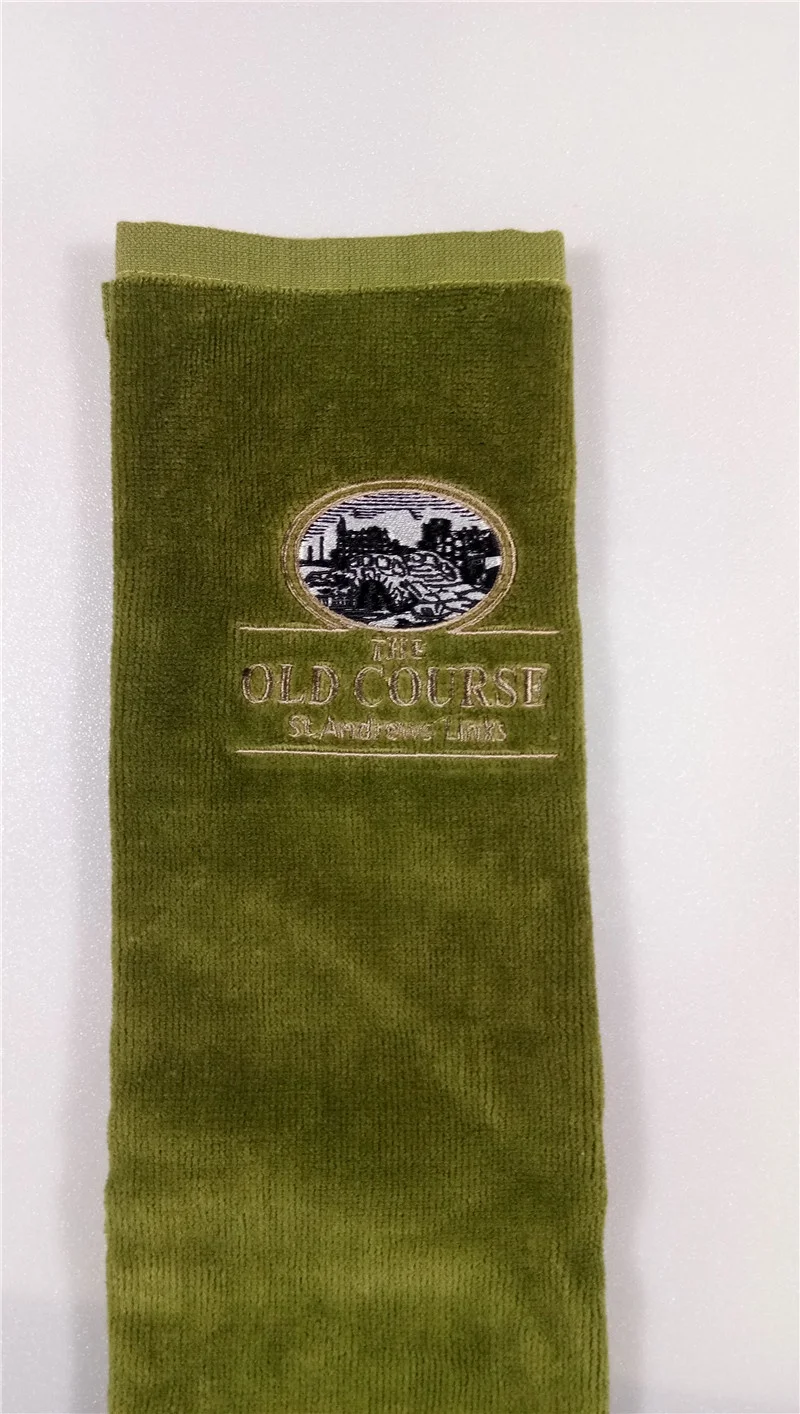 Custom Embroidery Logo Cotton Velour And Terry Golf Towel