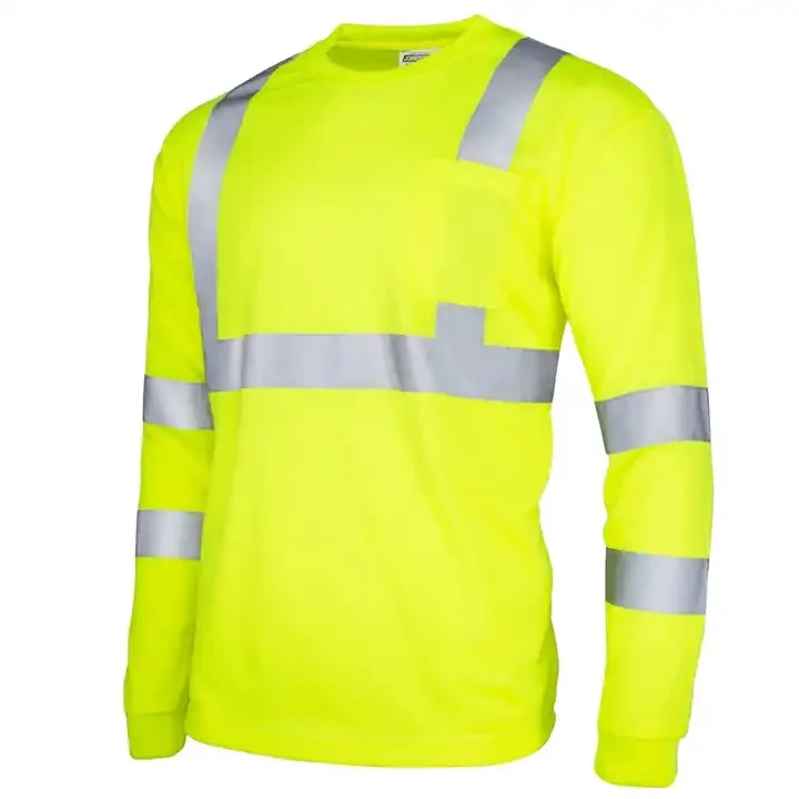 HCSP safety shirt work wear fluorescent yellow Construction engineer Safety Long Sleeve Hi Vis shirts
