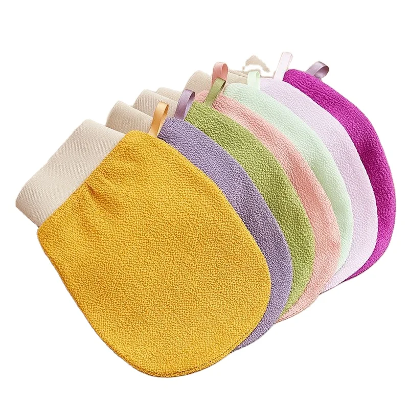 Wholesale Silk Gloves Exfoliating Turkish Exfoliating Body Spa Gloves Packaging LOOFAH Striped Washcloth