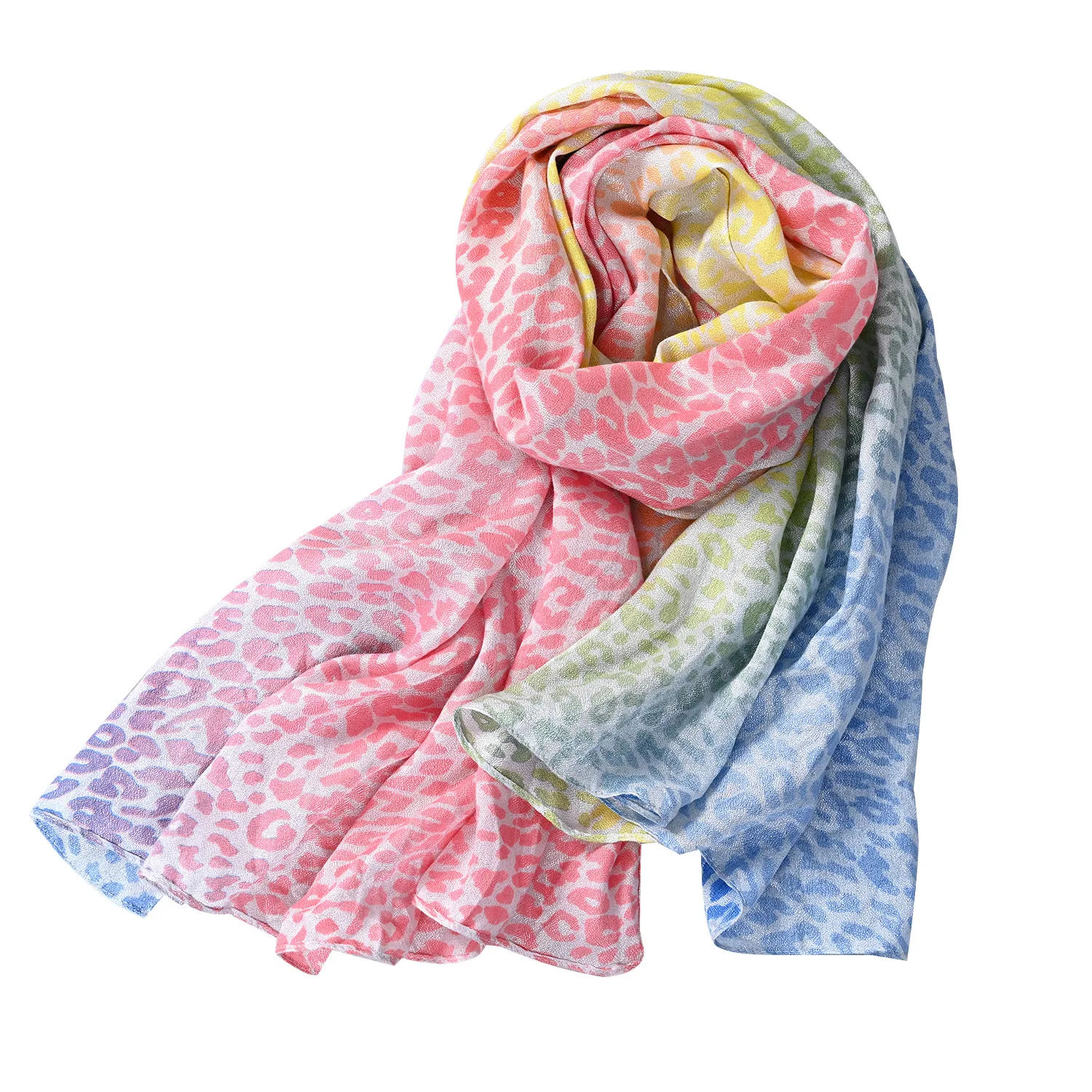 Latest Leopard Printing beach scarf  knit muslim hijab  big size shawl Print Chiffon Polyester Scarf Beach Shawls