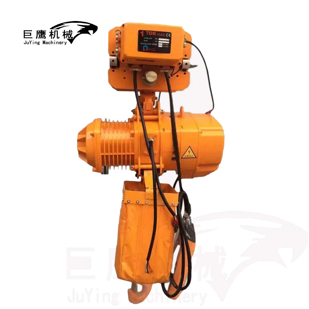 Manufacturer produce 1 2 3 5 10 ton single phase remote control monorail  electric lifting  chain hoist with electric trolley