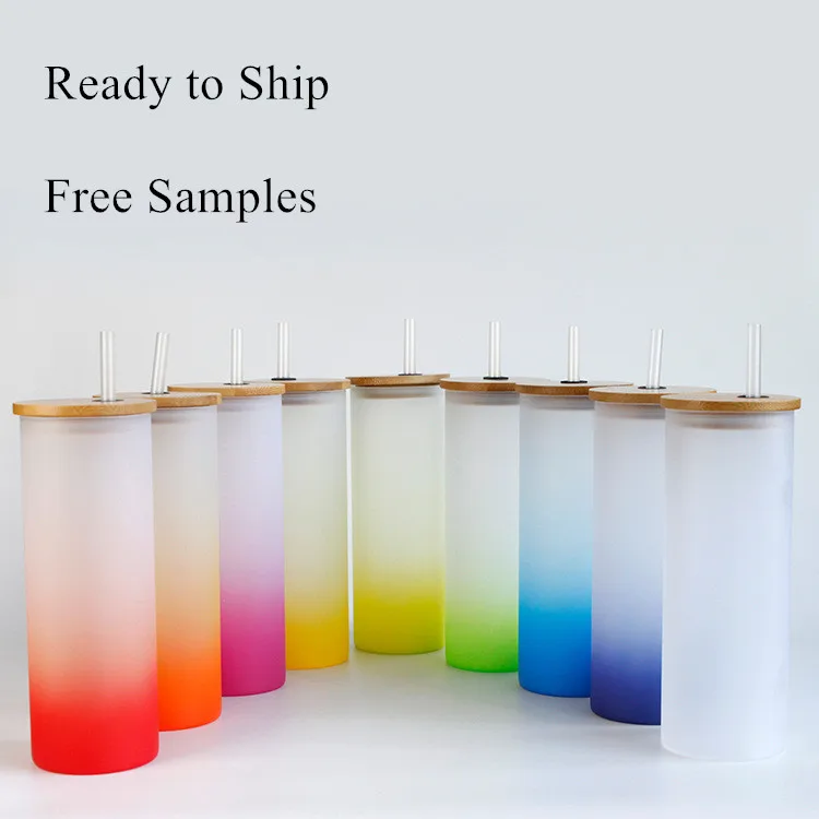 20oz 25oz cola tumbler shaped canning glass jars soda etched beer gradient red rainbow can color change glass milk can