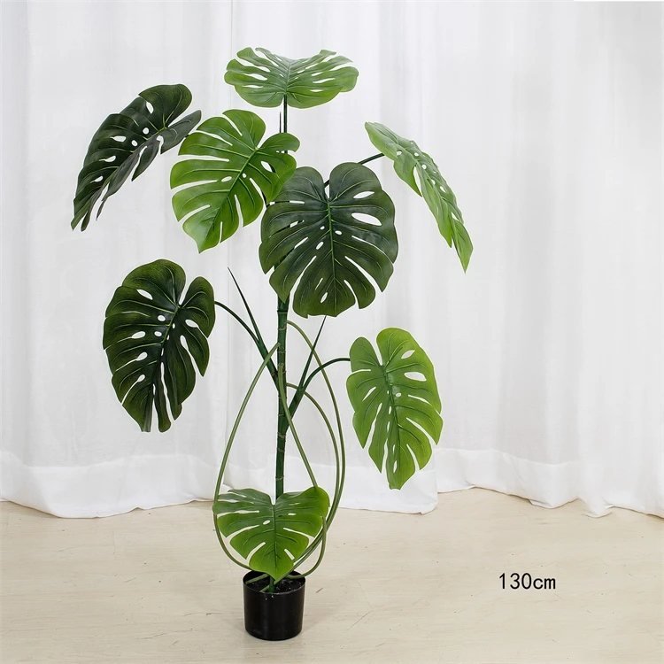 High Quality Artificial Monstera Potted Plant Green White Monstera Tree Bonsai for Home Lobby Decor Monstera Plant in Pot Decor