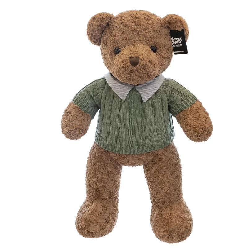 New Cute Teddy Bear Plush Toy Sweater Unisex Cotton Stuffed Toy with PP Filling Weighted Customizable Size Birthday Gift in Bulk