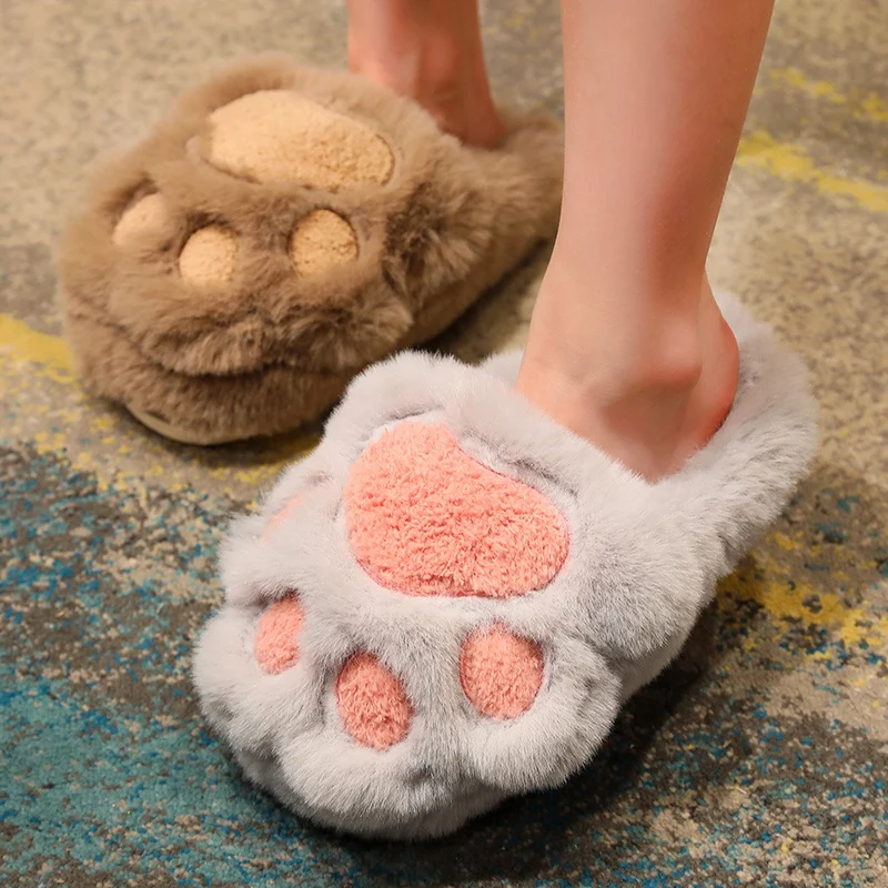 Custom Women Cute Fuzzy Claw Monster Slippers Shoes Animal Claw Paw Slippers Stuffed Funny Bear Paw Slippers