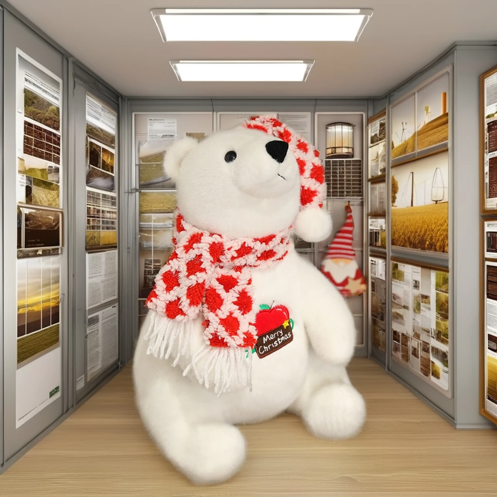 New Cute White Polar Bear Stuffed Toy Soft Cotton Plushie Christmas Ornament Decoration Azo-Free Gift for Children