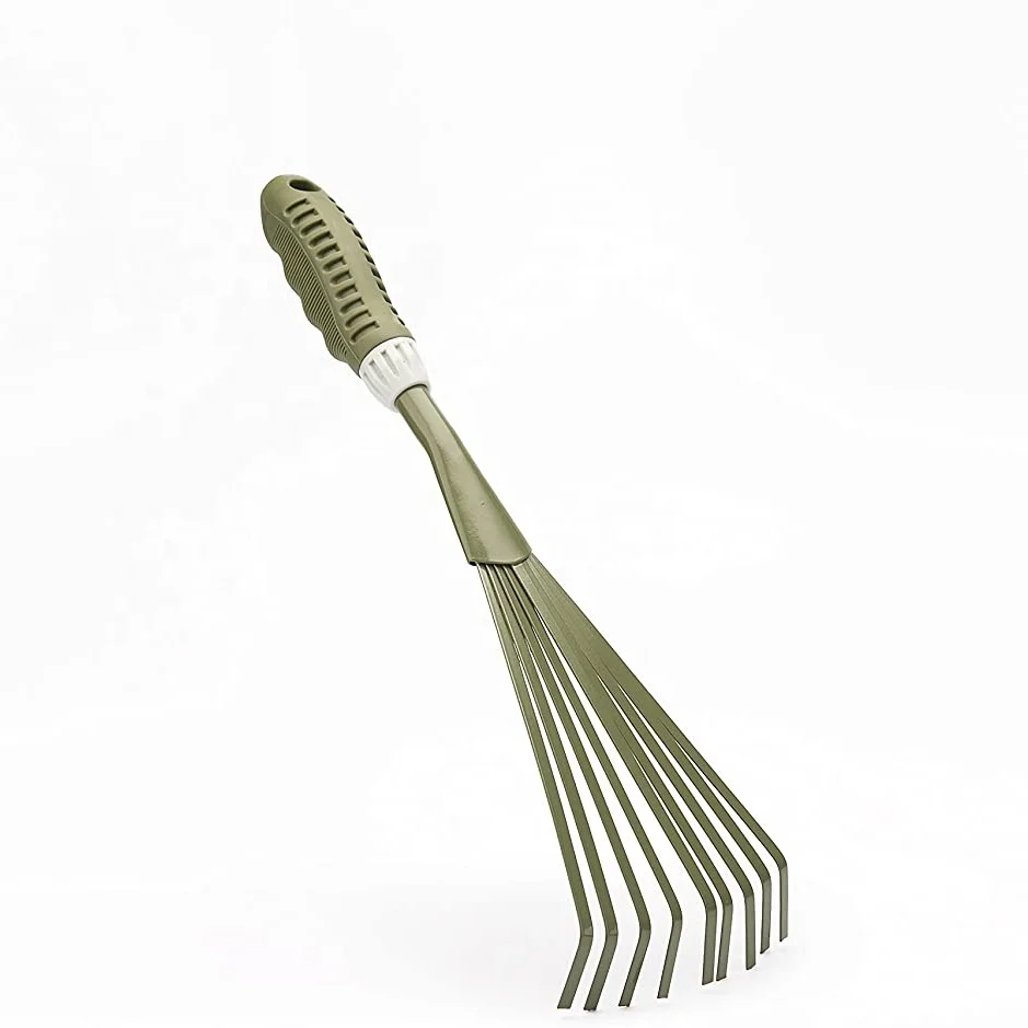 
Hand Trowel Plastic Lawn & Leaf Rake Ergonomic TPR Handle with High Carbon Steel Head, Handle Leveling Rake 