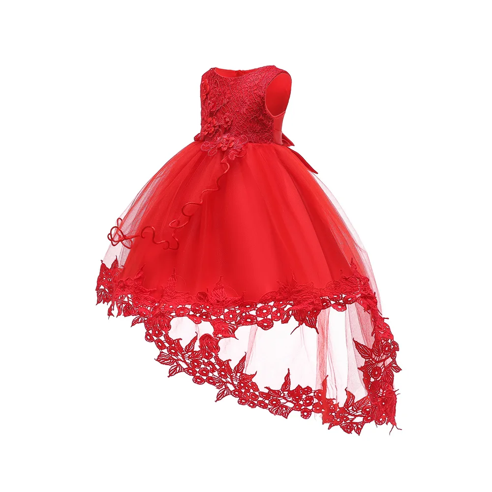 Latest design pearl wholesale embroidered kids baptism birthday princess party children dresses for baby girl with flowers