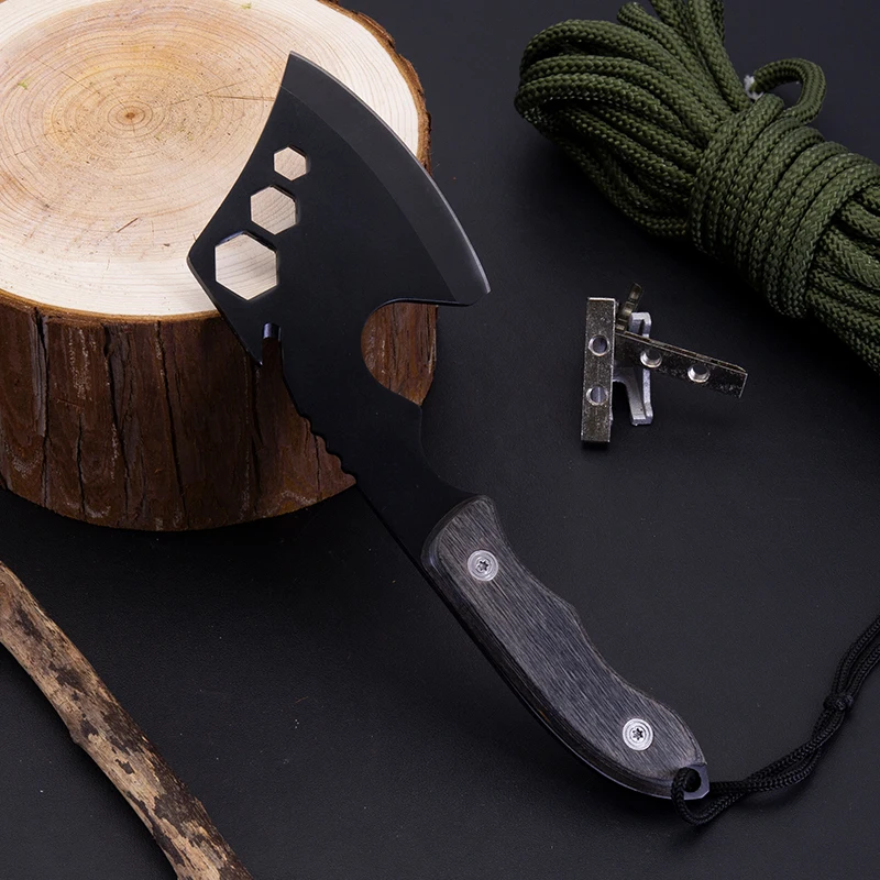 Multi function Camping tools stainless steel axe wooden axe handle survival hatchet