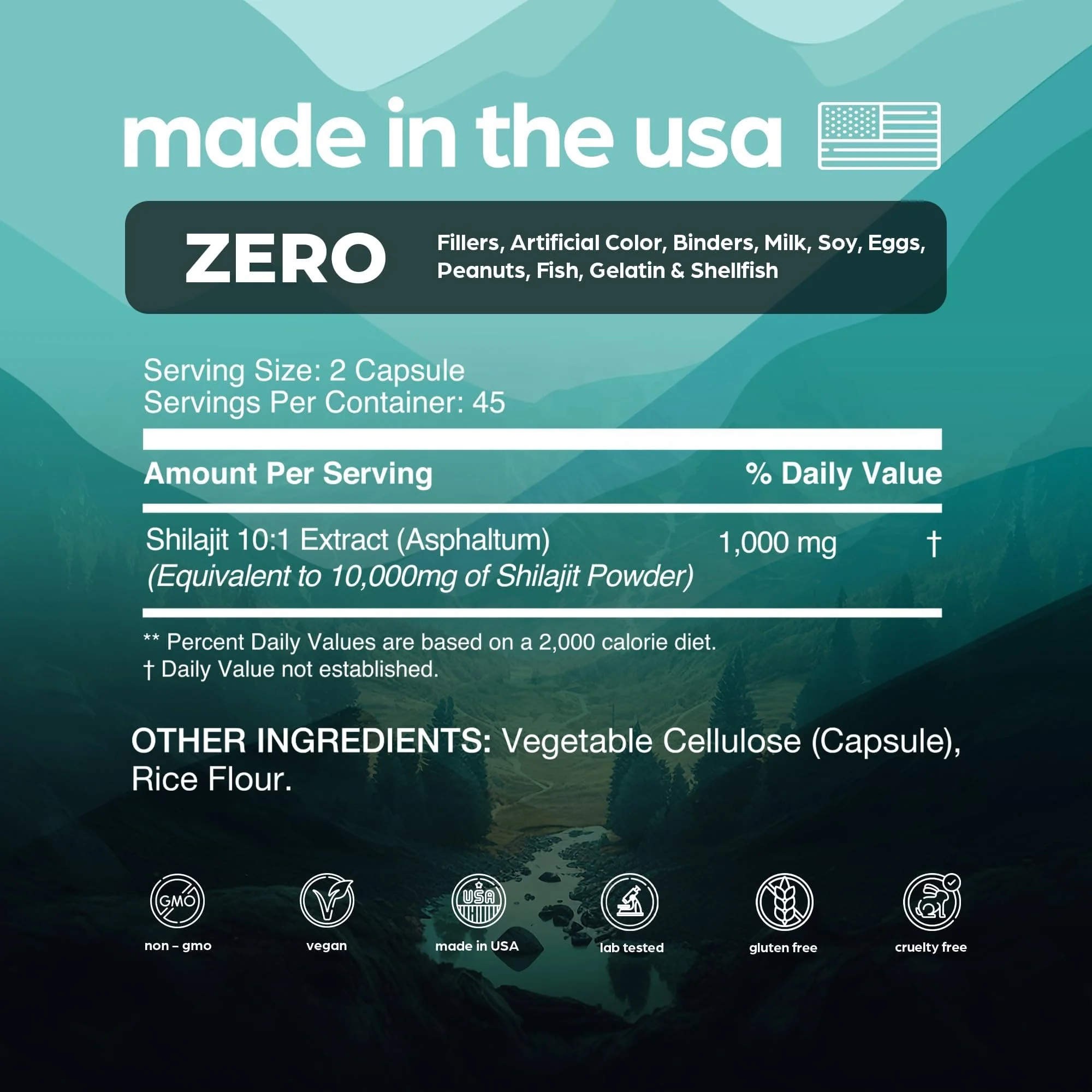 Private Custom Label Himalayan Shilajit Capusles Potency Organic Capsules with Fulvic Acid Trace Minerals Enhanced Energy Immune