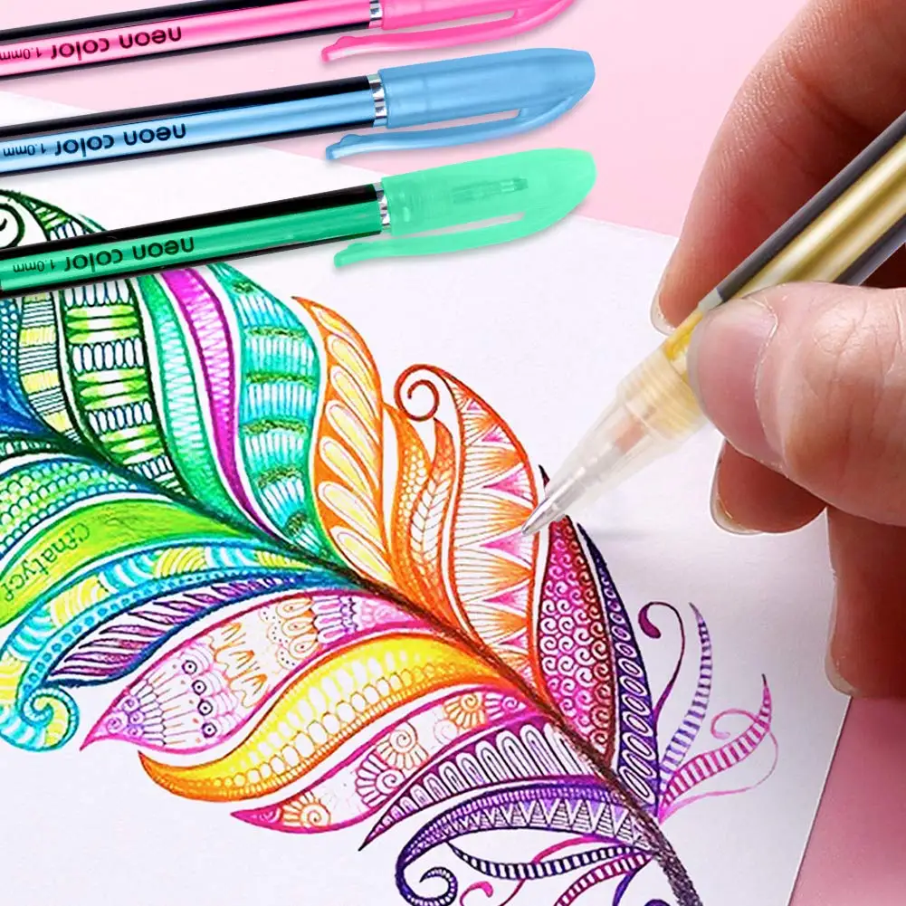 Color Gel Pen Bright Ink Soft Safe Non Toxic Acid Free Portable Gel Pen For Children Adults Art Painting