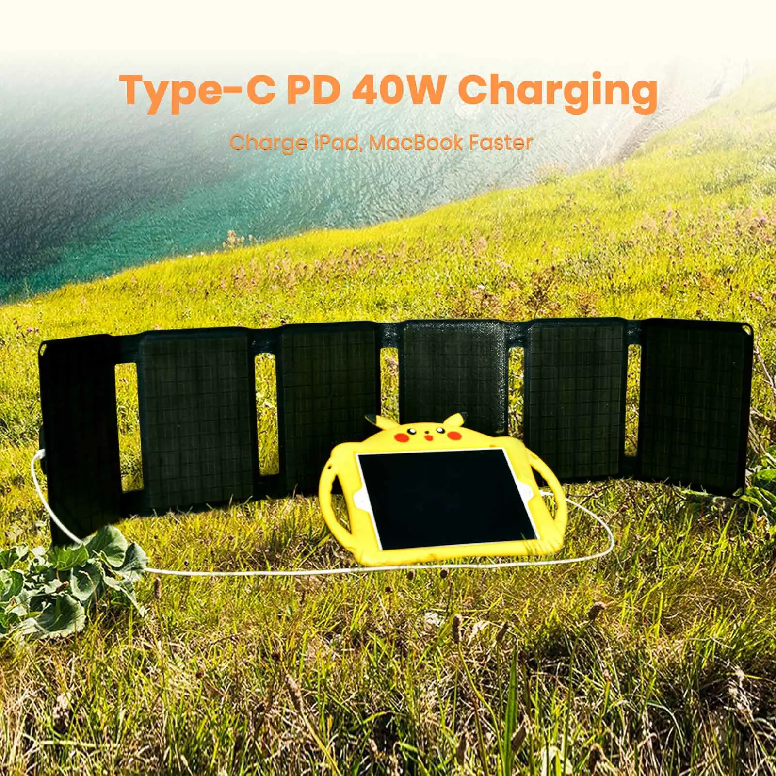 Factory wholesale overseas warehouse high efficiency portable 19.8v ETFE Solar Panelip67 solar charger  40W  for camping