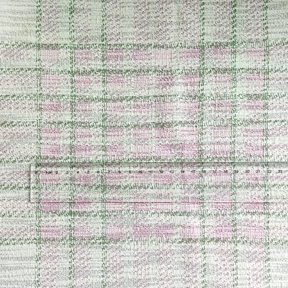 Factory Custom Wholesale Channel-style 250gsm 64% Cotton 36% Polyester Knitted Plaid Tweed Jacquard Fabric For Jackets