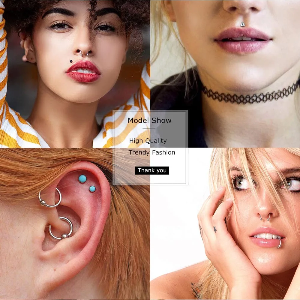 OEM 40Pcs/set Stainless Steel Ear Piercings Helix Eyebrow Lip Labret Rings Earring Tragus Barbell Piercings Body Jewelry