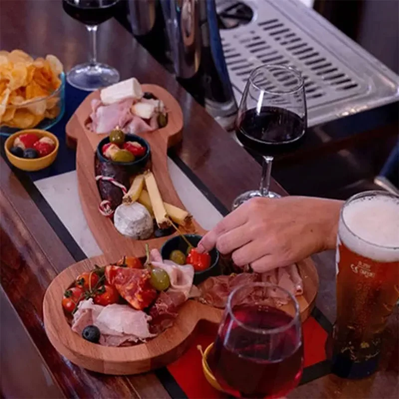 Wood Aperitif Board Funny Cutlery Kitchen Wine Meat Cheese Platter Unique Unique Solid Wood Charcuterie Board and Chess Boards
