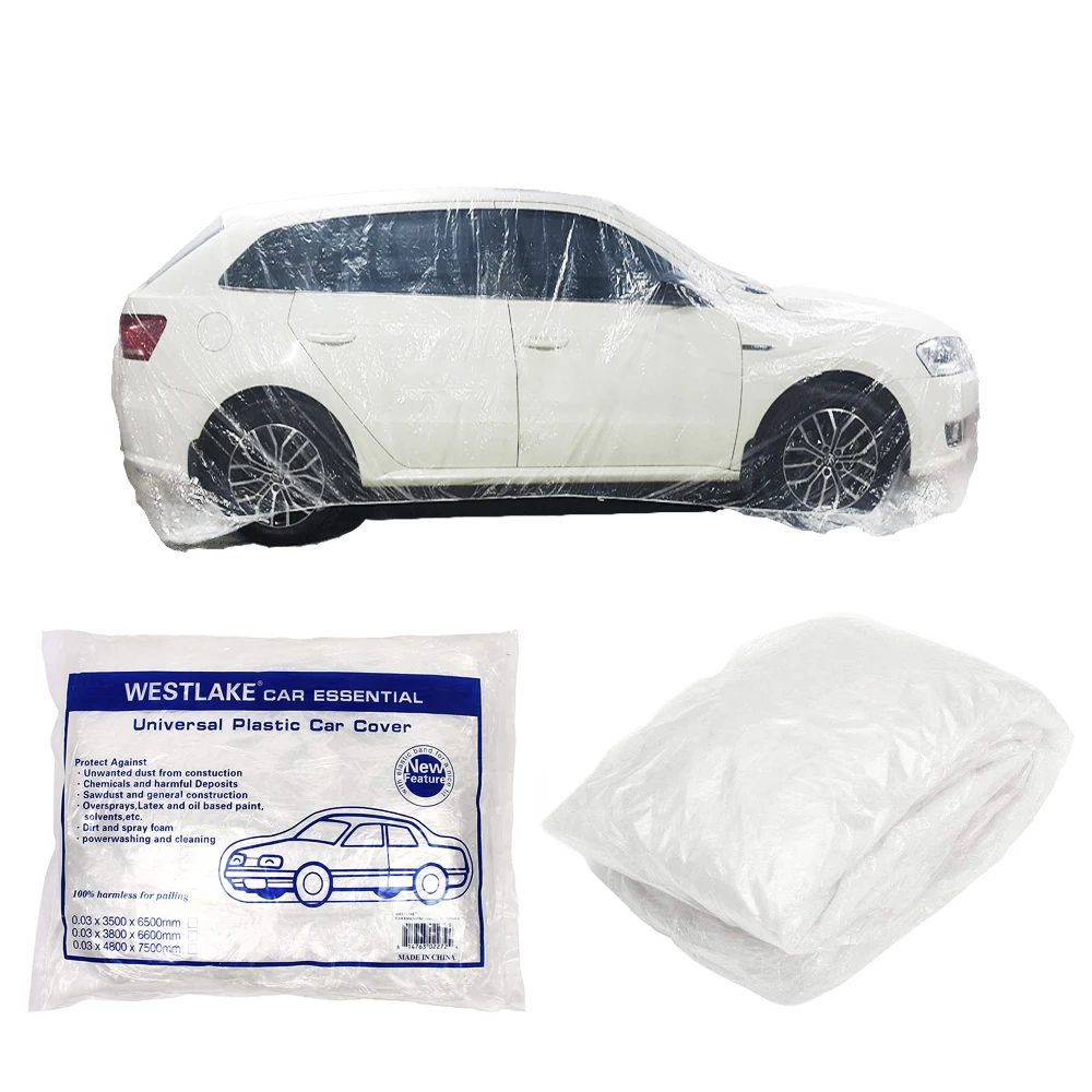 Одноразовый пластиковый полиэтиленовый чехол для автомобиля, полное покрытие, 100% водонепроницаемый прозрачный чехол
