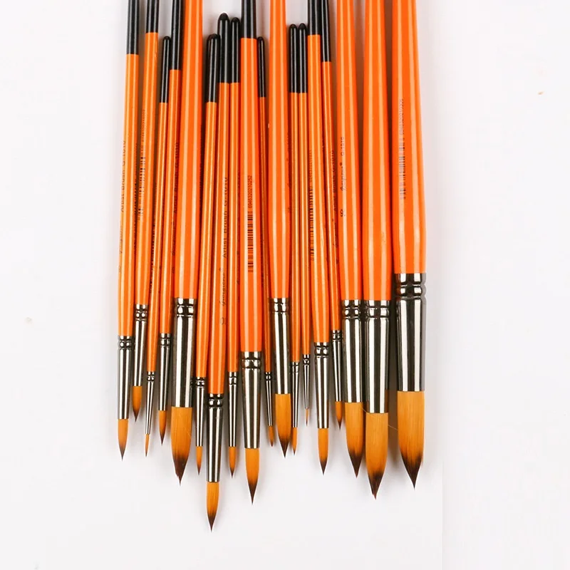 Factory Supply High Quality Orange Color Single Piece Round Head Paint Brush