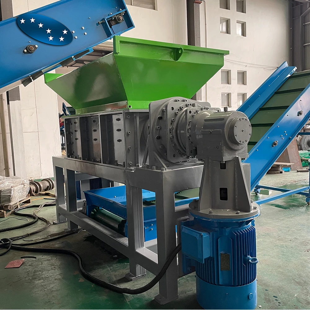 Big blue bucket shredder machine / blue drums shredding double shaft shredder machine