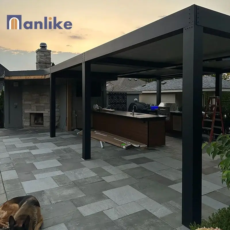 Anlike European Terrace Aluminium Outdoor Motorized Blind All Season Canopy Pergola Gazebo Canopy Pavilion