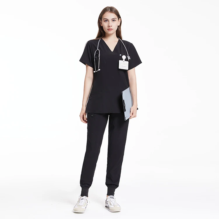 UK Warehouse Fast Shipping unisex Scrub Uniform black waterproof Nurses scrubs uniforms sets fashionable