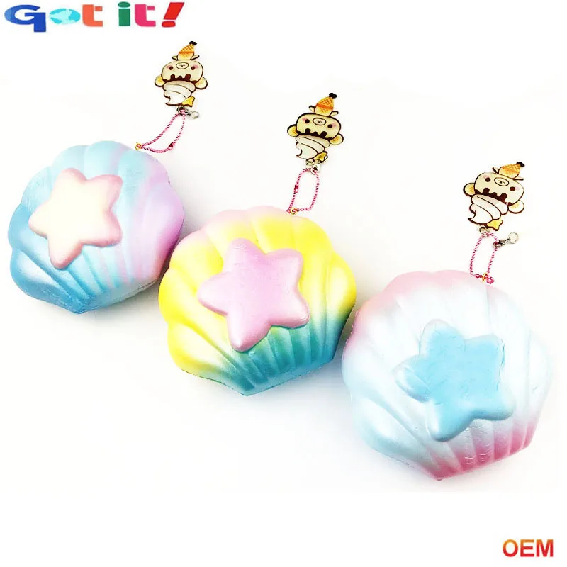 
Wholesale PU memory foam squishy shell shaped anti stress release squeeze toy ball for kids. 