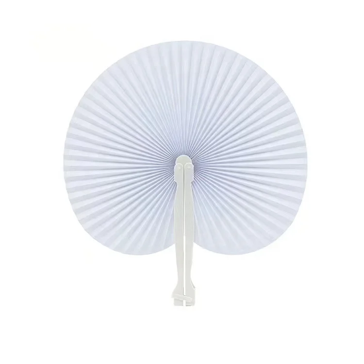 White round Shaped Paper Fans with Handle Hand Fans for Wedding Birthday Party Favors Gifts Fan