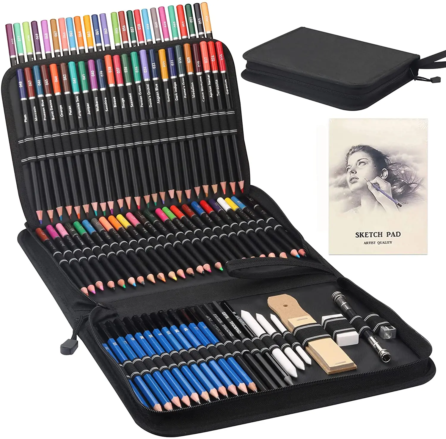 Hot Selling 96pc Art Pencil Set Includes 72 pcs Watercolor Pencil and 12pcs Sketch Pencil and Professional Drawing Accessory