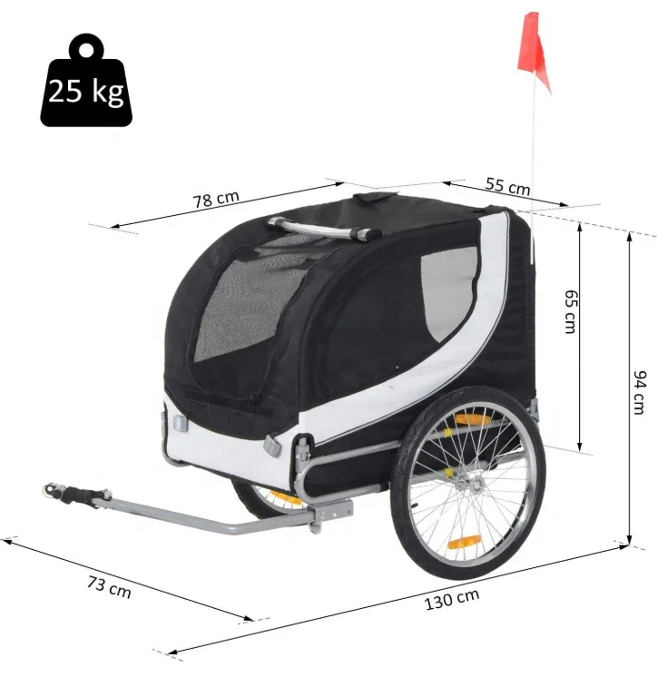 
Folding Bike Cargo Pet Trailer Hand Wagon Bicycle Luggage Trailer Storage Cart Carrier w/ Detachable Metal Frame Hitch 
