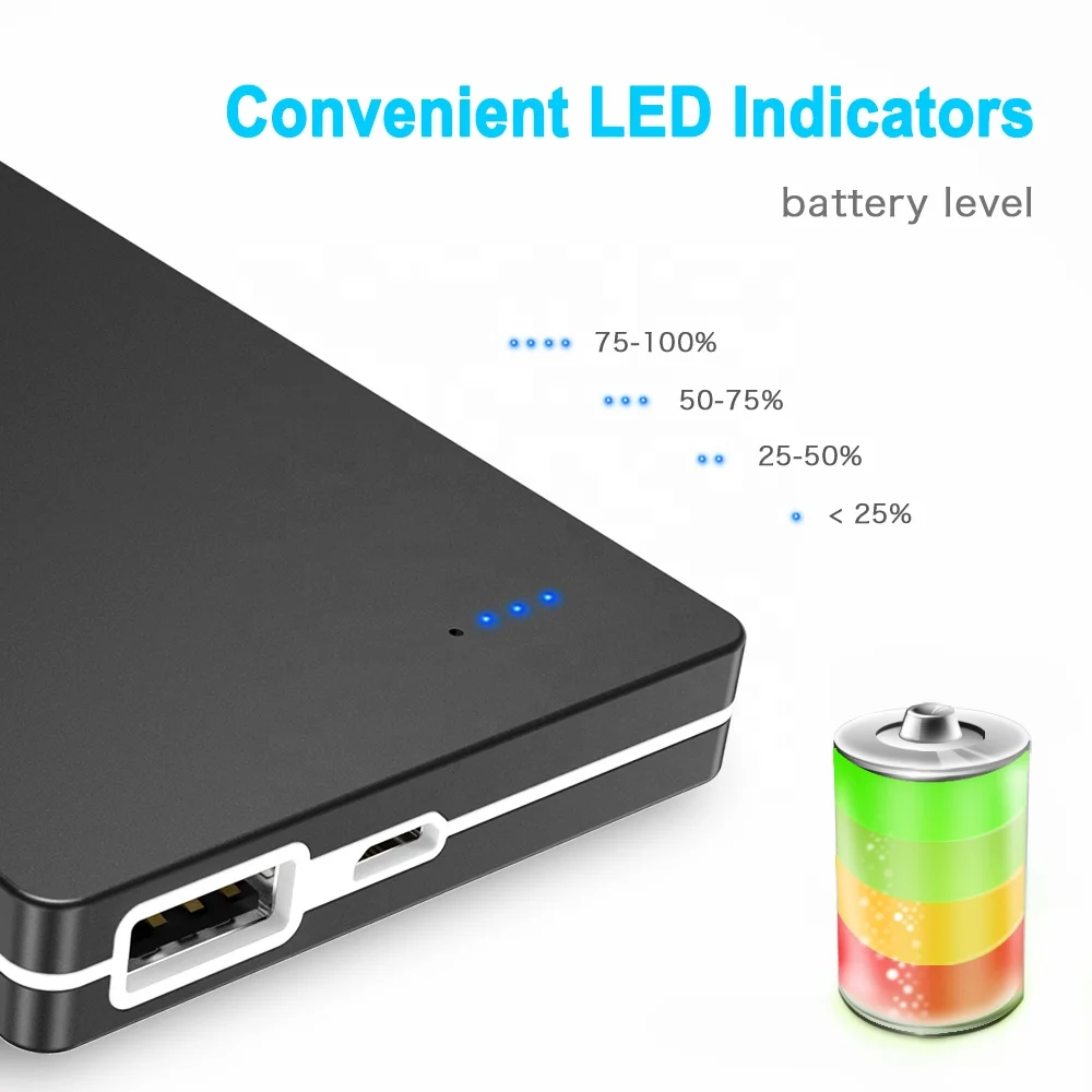 
2020 consumer electronics portable power bank logo slim powerbank 10000 mah with flash light 