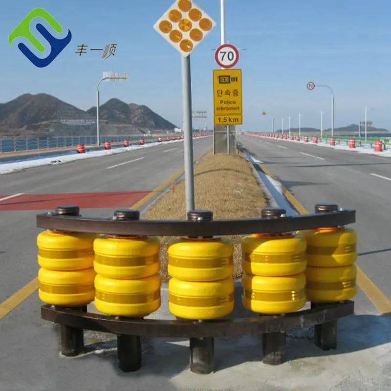 Double Rolling Road Barrier EVA PU Foam Rolling Barrel Guardrail Safety Highway
