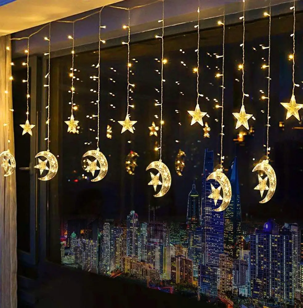 Led 6 Star 6 Moon Star Light For Decoration 8 Function Socket String Night Light