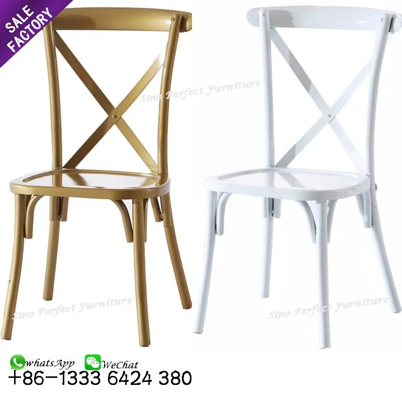 Wholesale metal steel gold white tiffanychairs with seat pillow
